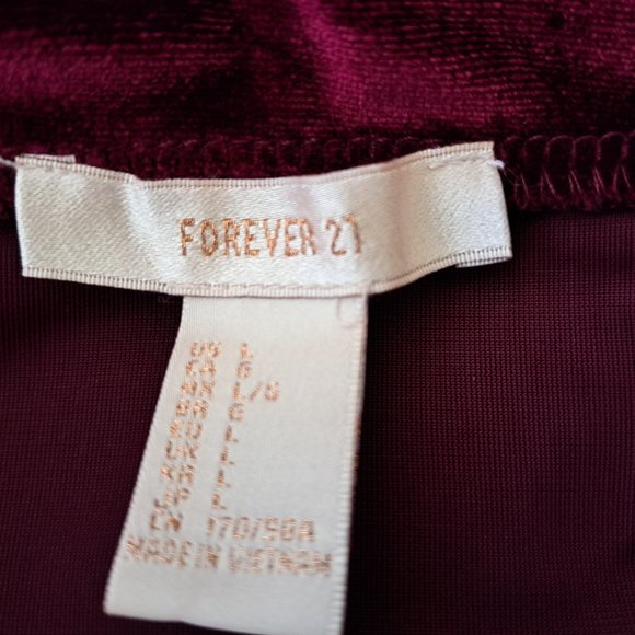 Forever 21 Juniors Dress Wine Off Shoulder Long Sleeve Size L - Picture 9 of 9